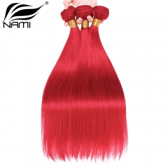 NAMI HAIR Red Color Brazilian Straight Human Hair Extensions 3 Bundles